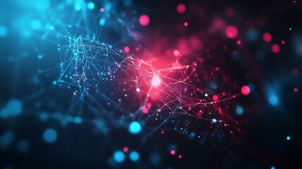 Obraz premium Abstract Digital Art: Glowing Network in Cyberspace. AI Generated