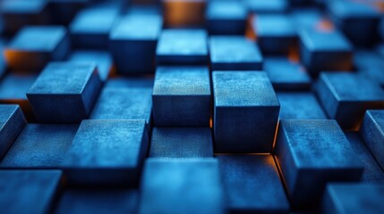 Obraz premium abstract 3d render blue geometric background with cubes modern animation motion design seamless looped vide