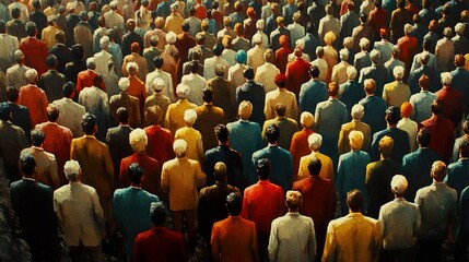 Obraz premium A sea of faces: A captivating crowd painting