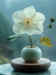 Elegant White Orchid on a Minimalist Display - Perfect for Beauty & Wellness