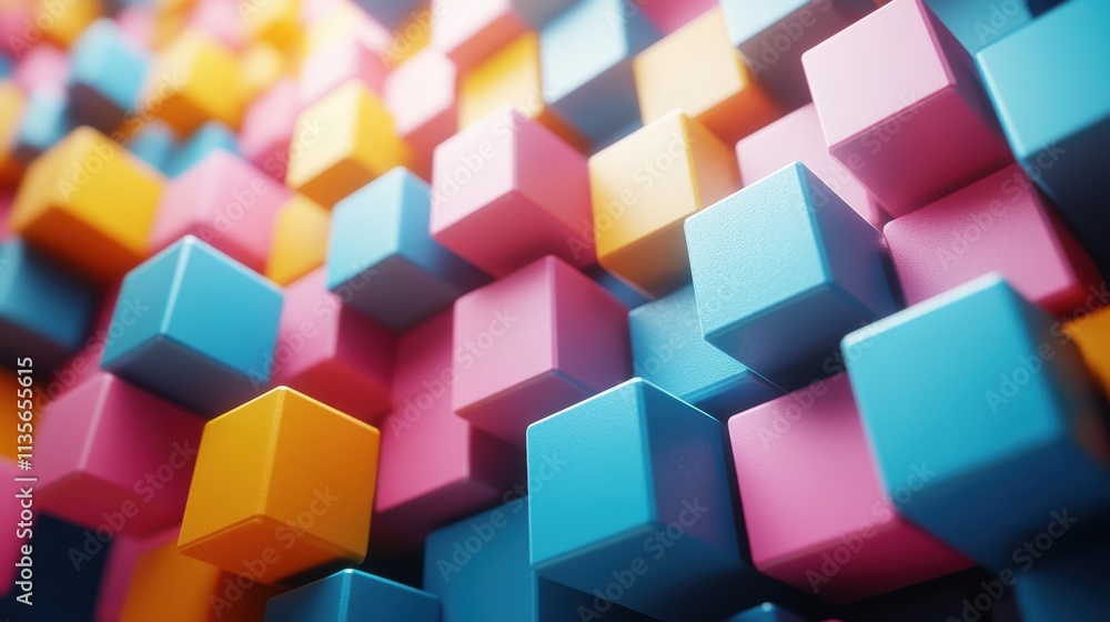 Fototapete abstract 3d render colorful geometric background with cubes modern animation motion design seamless 