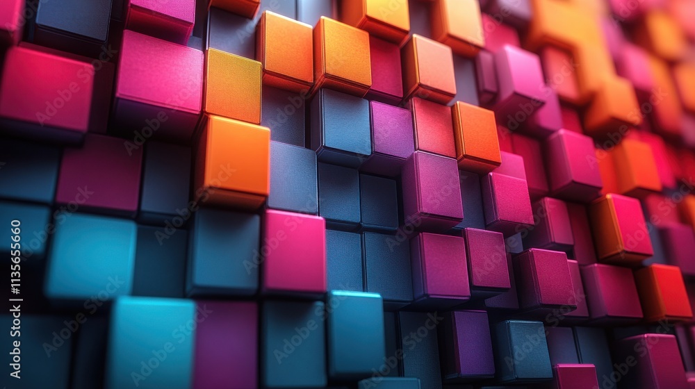 Poster abstract 3d render colorful geometric background with cubes modern animation motion design seamless looped vide