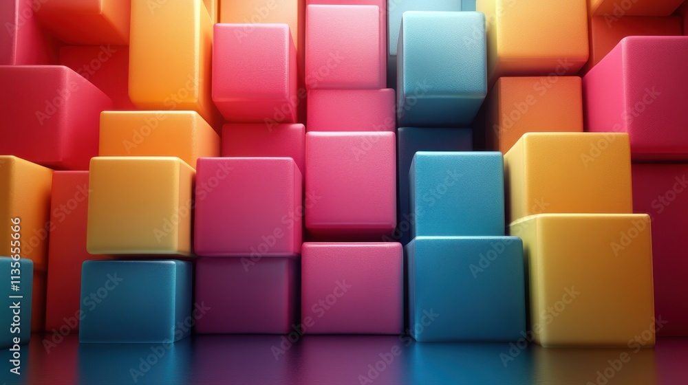 Poster abstract 3d render colorful geometric background with cubes modern animation motion design seamless 
