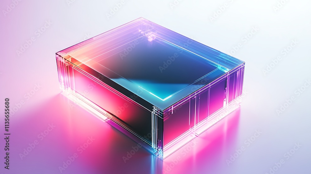 Poster translucent box with light reflection.