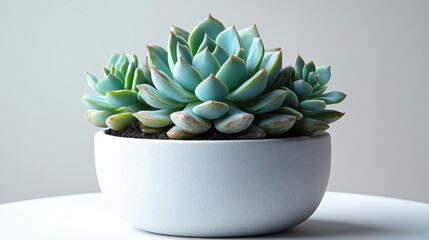 succulent in a pot on a light background