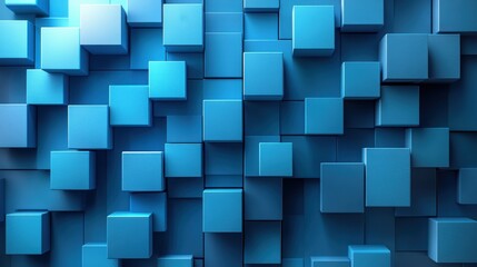 abstract 3d render geometric background design with blue cube