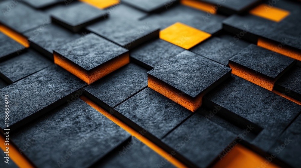 Poster abstract 3d render geometric background design with yellow line