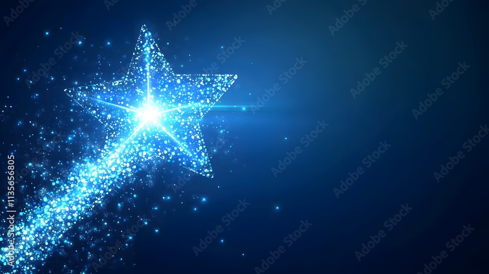 Poster A star symbol glowing brightly over an upward arrow chart with futuristic data points and clean design