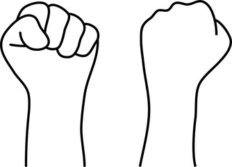 Drawing of Hand in Black Line Art, Fist Hand Drawing Up View and Down View Hand Drawing Black Line Art Hand