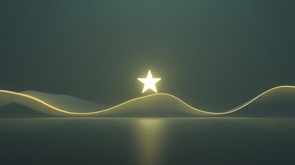 A radiant white star symbol centered above a soft glowing curve graph, highlighting progress with elegance