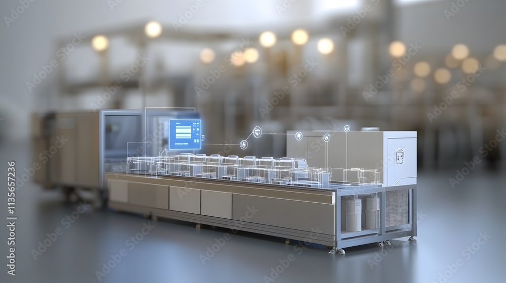 Poster A professional explaining IoT-driven automation with sleek 3D workflow models and simple, concise 2D dashboards