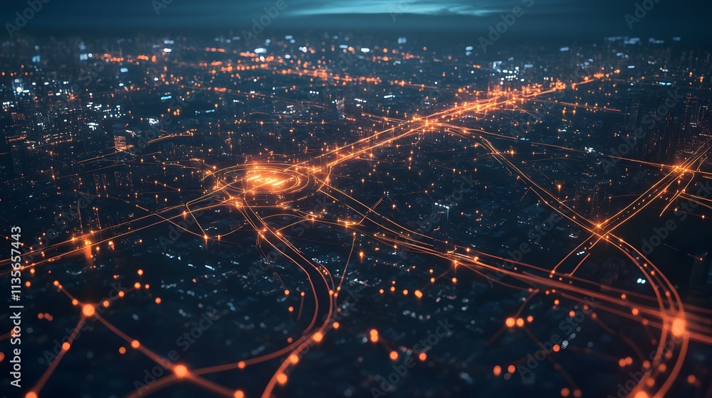 Poster a professional presenting iot innovations with sleek 3d glowing connections and practical 2d charts