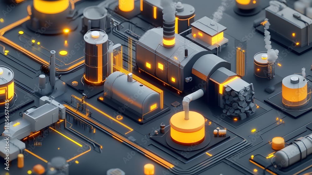 Aufkleber A dynamic demonstration of IoT tools with 3D glowing workflows and clean 2D summaries for professional teams