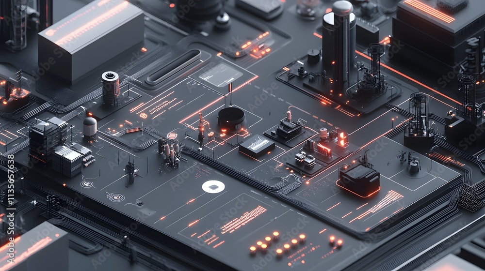 Poster A clean and modern IoT tool demo featuring animated 3D productivity paths and sleek 2D breakdowns