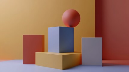 Obraz premium Abstract 3D Composition: Geometric Shapes and Colors