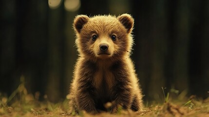 Fototapeta premium Adorable Brown Bear Cub in the Forest