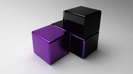 Fototapeta premium Abstract Composition of Glossy Black and Purple Cubes