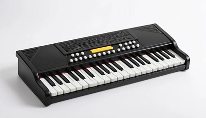 The keys of a toy piano in close-up