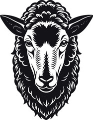  Front View Silhouette Of A Sheep Head With Detailed Features