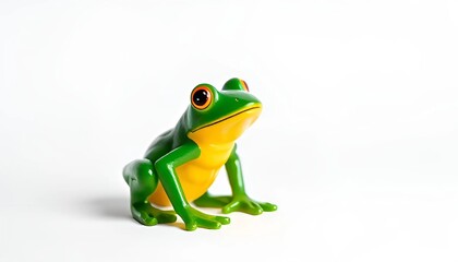 Obraz premium a green frog figurine on a white background