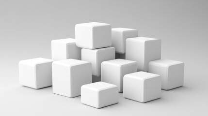 Obraz premium Abstract White Cubes Arrangement: Minimalist 3D Render