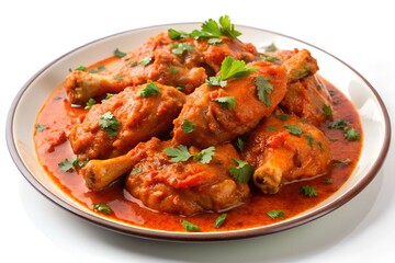 Spicy red chicken curry. Goan style chicken vindaloo. Butter chicken Murgh Makhani curry roast