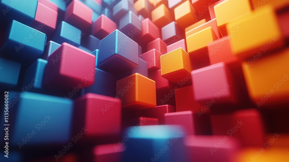 Poster abstract 3d render geometric composition with cubes background design seamless looped animatio