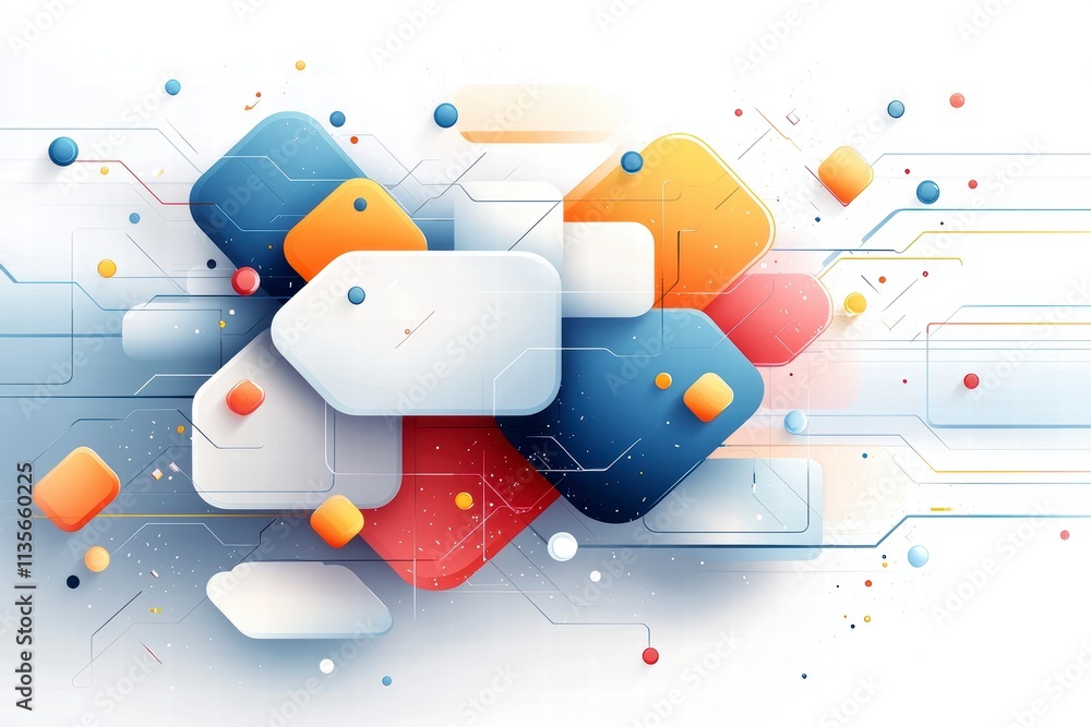 Aufkleber abstract technology background with colorful shapes and lines.