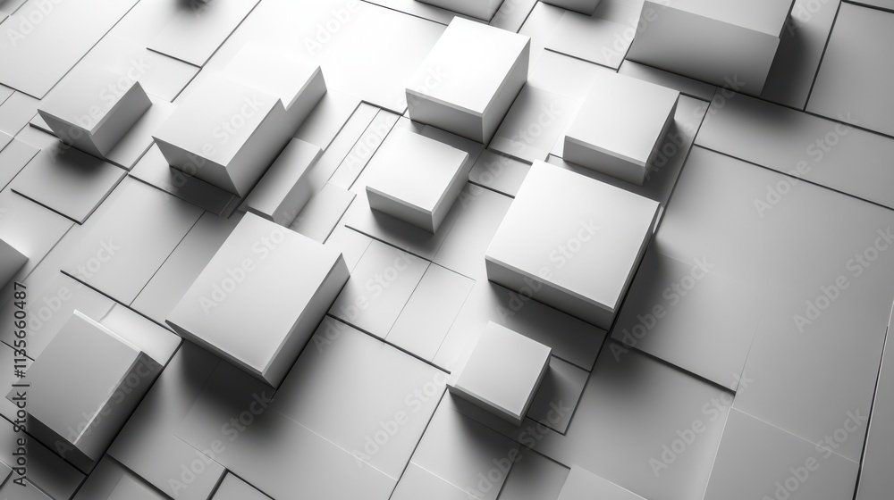 Poster abstract 3d render geometric surface with squares futuristic modern background desig