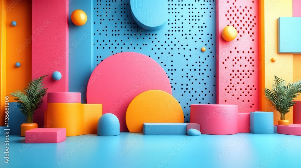 Poster abstract 3d render modern background with geometric shapes graphic desig