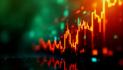 Obraz premium A financial graph including gradient background and luminous trend lines
