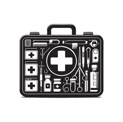 first aid kit box silhouette vector illustration