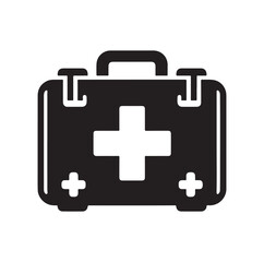 Obraz premium first aid kit box silhouette vector illustration