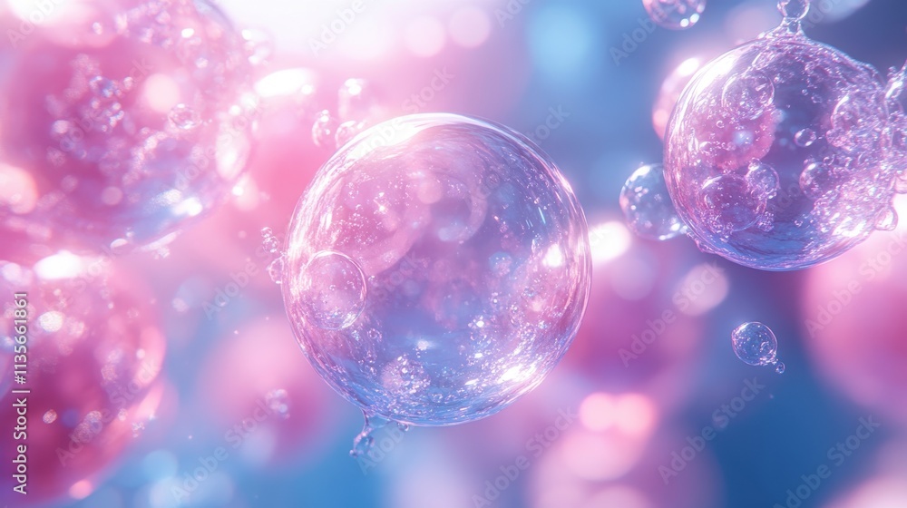 Poster abstract 3d render of a bubble motion background design seamless looped animatio