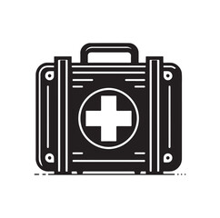first aid kit box silhouette vector illustration