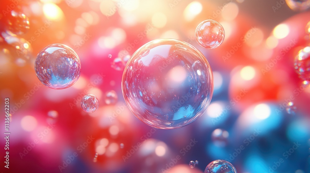 Aufkleber abstract 3d render of colorful bubble modern background desig