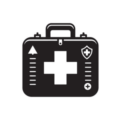 Fototapeta premium first aid kit box silhouette vector illustration
