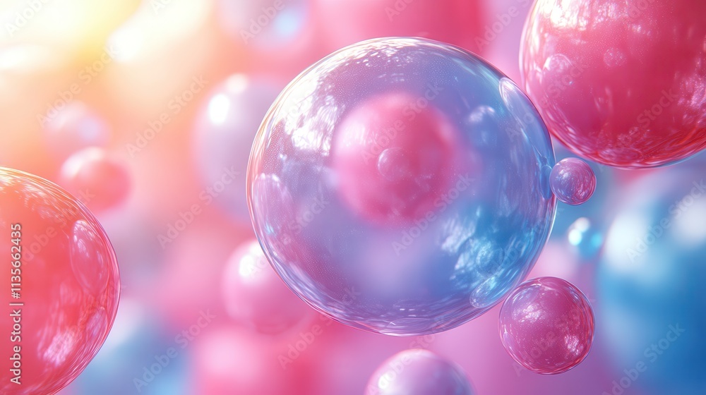 Aufkleber abstract 3d render of colorful bubbles motion background design seamless looped animatio