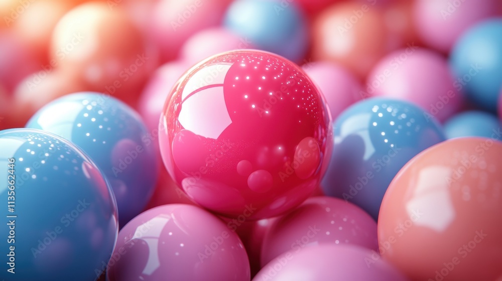 Poster abstract 3d render of colorful spheres modern background desig