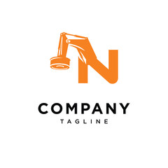  Letter N Magnet Excavator Logo Icon Vector