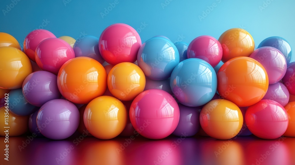 Poster abstract 3d render of multicolored spheres modern background desig