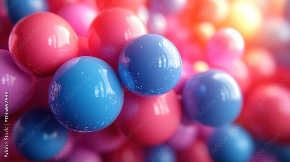 Poster abstract 3d render of multicolored spheres modern background desig