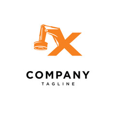  Letter X Magnet Excavator Logo Icon Vector