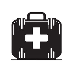 Obraz premium first aid kit box silhouette vector illustration