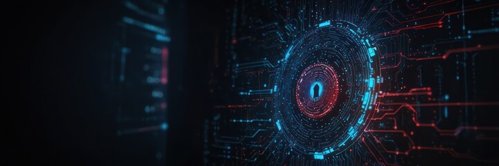 Fototapeta premium Digital Lock Symbolizing Cybersecurity and Data Encryption