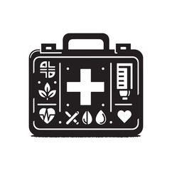 Obraz premium first aid kit box silhouette vector illustration