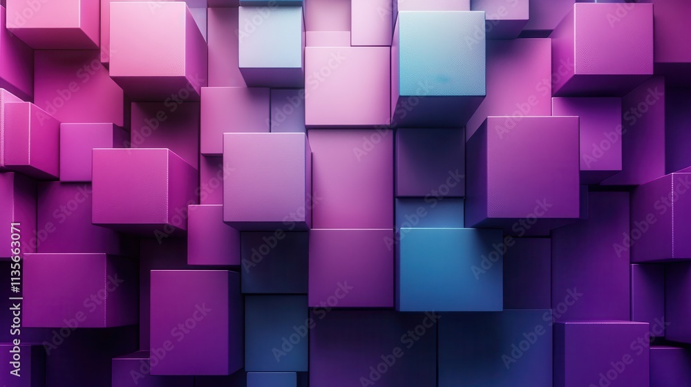 Poster abstract 3d render purple geometric background with cubes modern animation motion design seamless lo