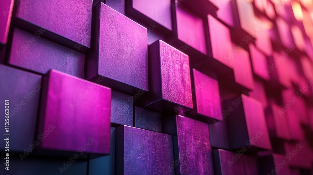 Poster abstract 3d render purple geometric background with cubes modern animation motion design seamless lo