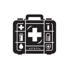 first aid kit box silhouette vector illustration
