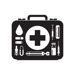 first aid kit box silhouette vector illustration